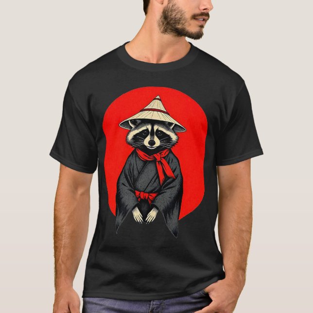 Samurai Raccoon, Japanese Raccoon Kimono T Shirt (Framsida)
