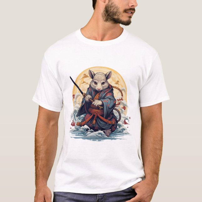  Samurai rat Basic white T-Shirt (Framsida)