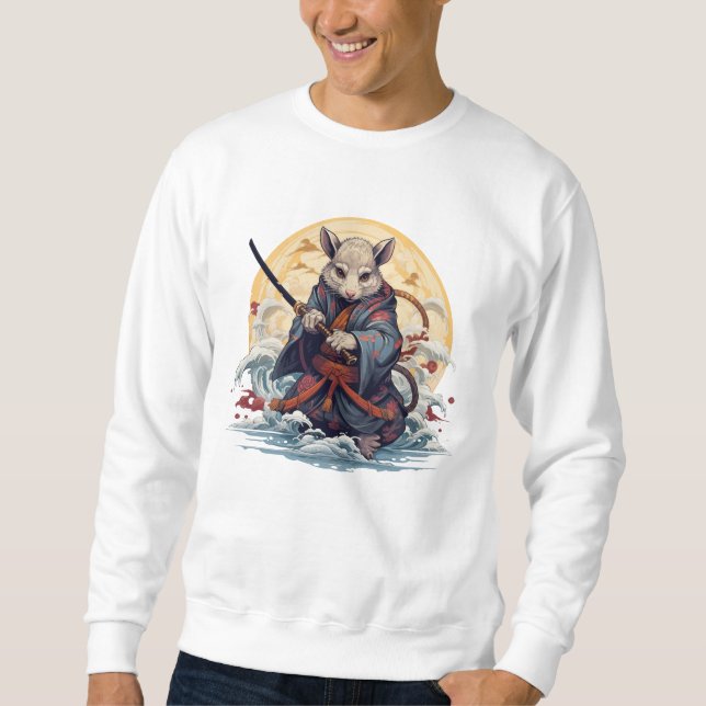 Samurai Rat Herrens Hoodies & Sweatshirts Lång Ärmad Tröja (Framsida)