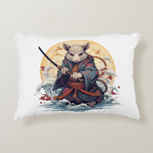 Samurai Rat Throw Pillows Prydnadskudde (Framsidan)