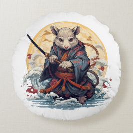 Samurai Rat Throw Pillows Rund Kudde