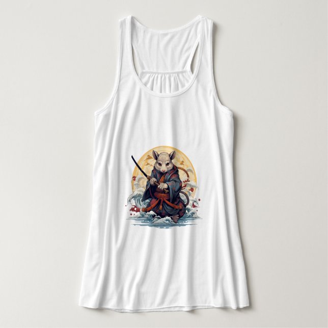 Samurai Rat Women's Tank Tops Linne Med Racerback (Design framsida)