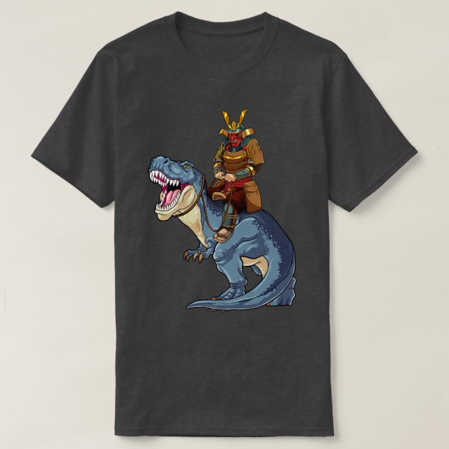 Samurai Riding T-Rex Dinosaur Japanska medieval Ro T Shirt (Design framsida)