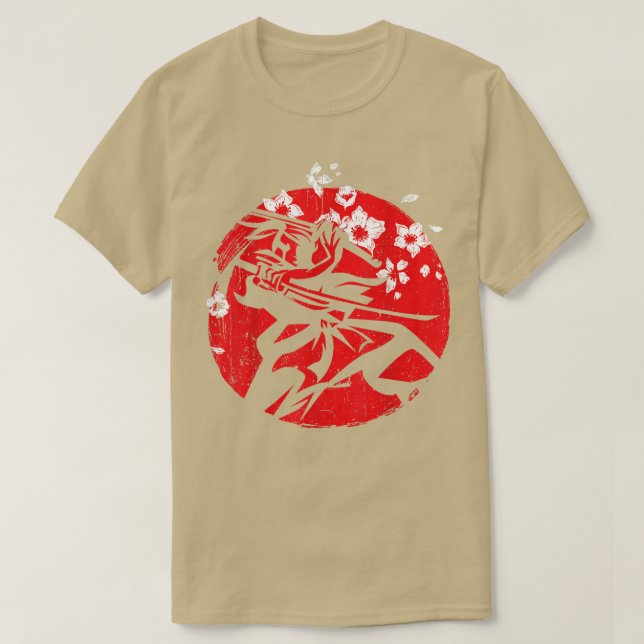 Samurai Ronin Japanska Röda Sol  T Shirt (Design framsida)