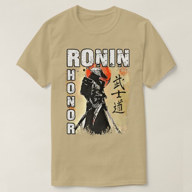 Samurai Ronin Straw Hat Warrior Sword Fighter Japa T Shirt (Design framsida)