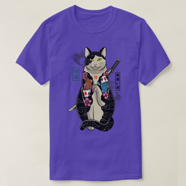 Samurai, Samurai Cat maneki neko, Cat Japan T Shirt (Design framsida)