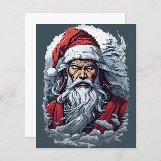 Samurai Santa Warrior jul Art Gift (Fram/baksida)