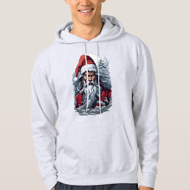 Samurai Santa Warrior jul Art Gift Hoodie (Framsida)