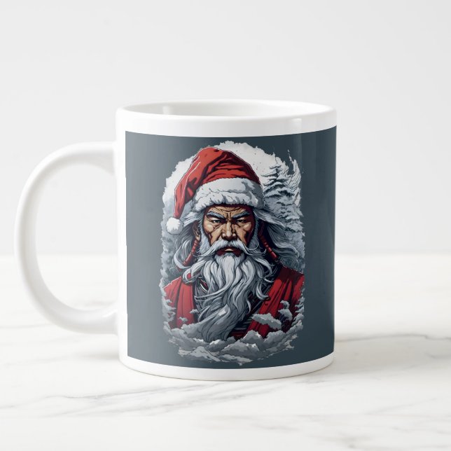 Samurai Santa Warrior jul Art Gift Jumbo Mugg (Vänster)