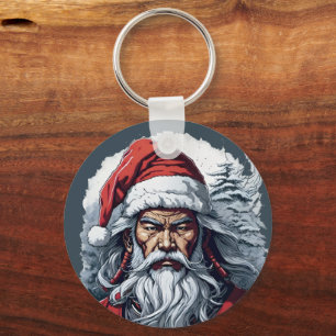 Samurai Santa Warrior jul Art Gift Nyckelring