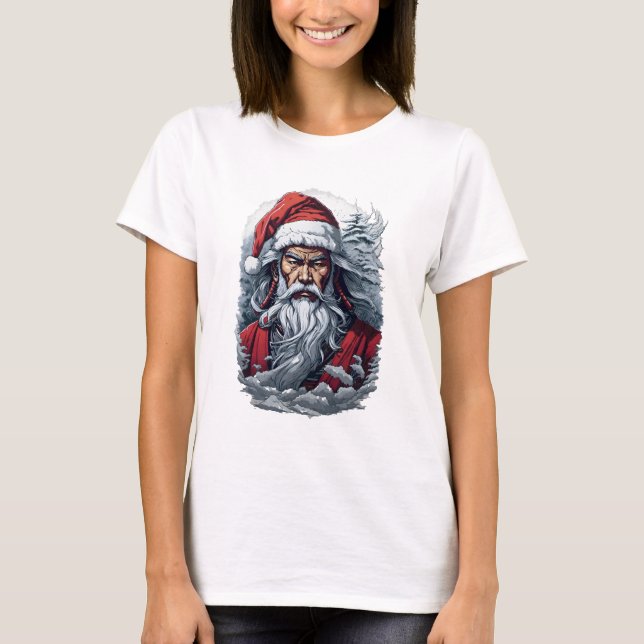Samurai Santa Warrior jul Art Gift T Shirt (Framsida)