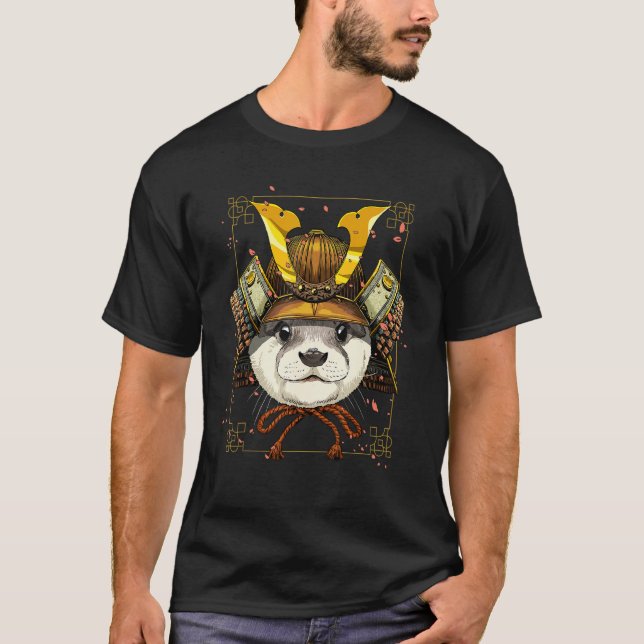 Samurai Sea Otter Japanese Warrior Bushido Japanes T Shirt (Framsida)