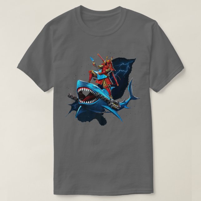 Samurai Shark Funny pun T Shirt (Design framsida)