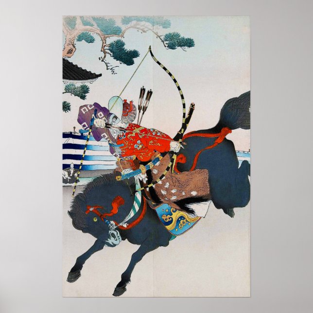 Samurai Shooting a Bow, Ukiyo-e Poster (Framsidan)