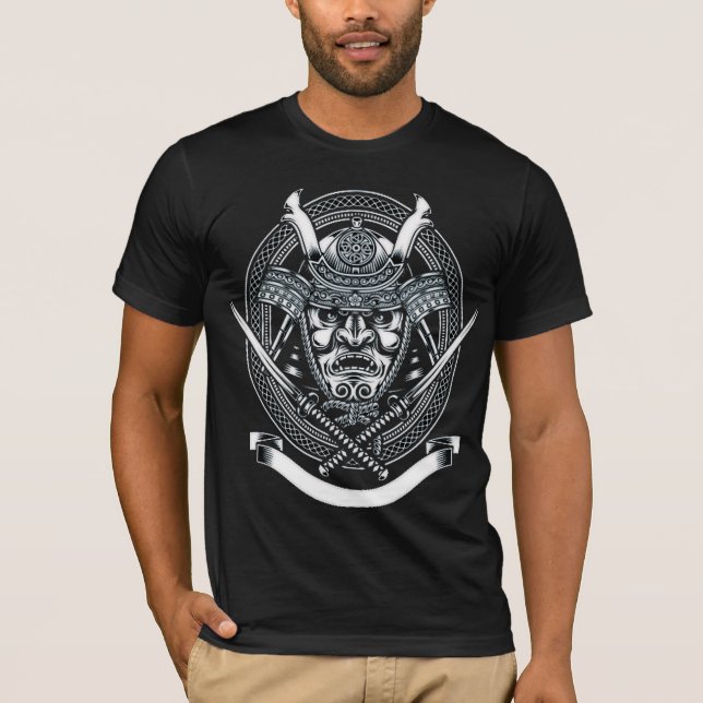 Samurai, skallillustration T-Shirt (Framsida)