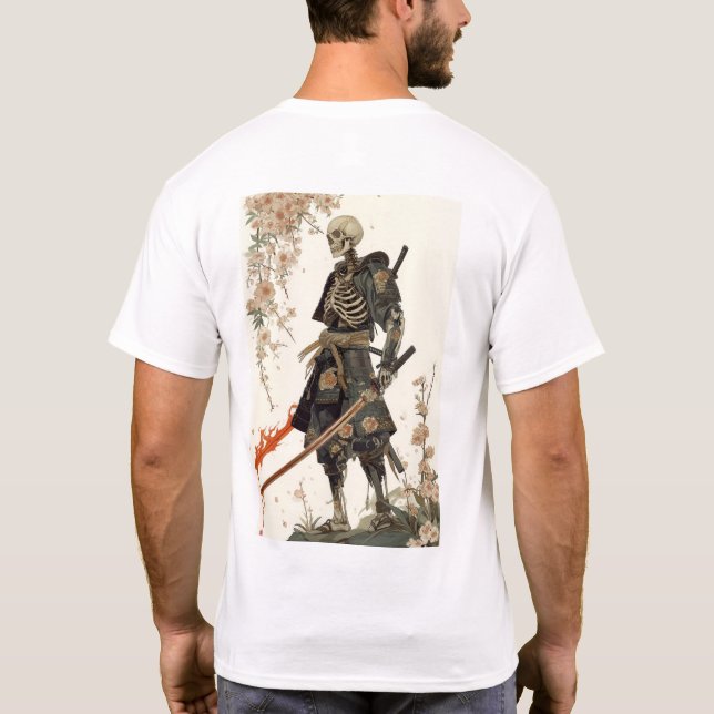 Samurai Skeleton på traditionell japansk armor T-S T Shirt (Baksida)