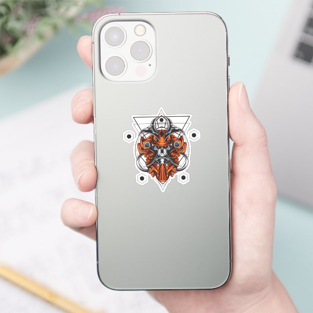 Samurai Skull med Geometric Mönster Klistermärken (Telefon)