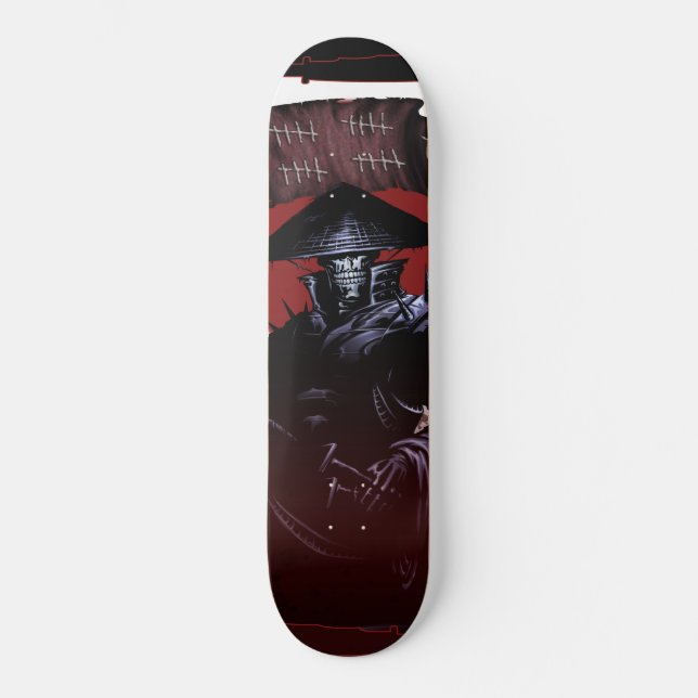 Samurai Skull Mini Skateboard Bräda 18,5 Cm (Framsida)