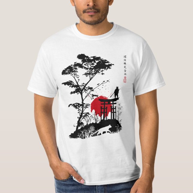 Samurai sobre torii t shirt (Framsida)