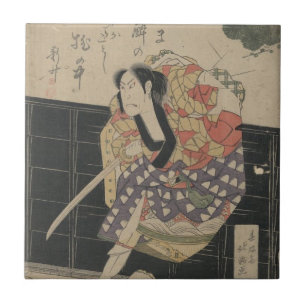 Samurai som bryter till och med en vägg circa 181 kakelplatta