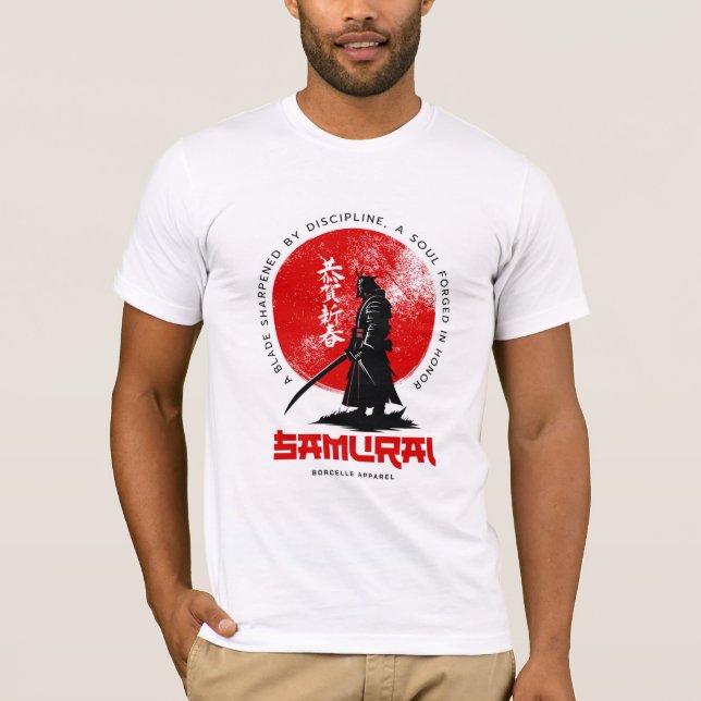 Samurai Spirit – Warrior of Discipline and Honor T Shirt (Framsida)