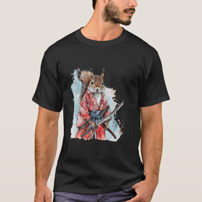 Samurai Squirrel Artwork Samurai Japanska Ninja Sq T Shirt (Framsida)