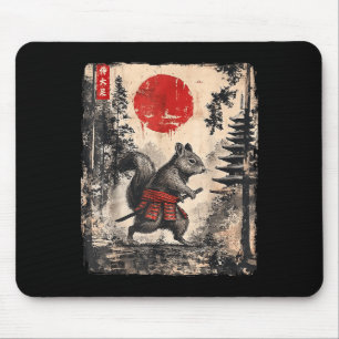 Samurai Squirrel Japansk Vintage Funny Gifts Grap Musmatta