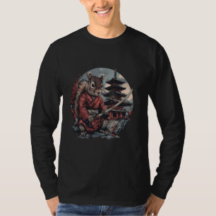 Samurai Squirrel Pagoda Temple Japanska Warrior Ja T Shirt