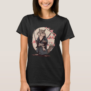 Samurai Squirrel Sakura Träd japansk Art Japansk T Shirt
