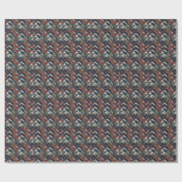 Samurai & Stora Våg Traditionellt Japanskt Mönster Presentpapper