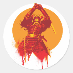 Samurai Strejka Sticker Runt Klistermärke