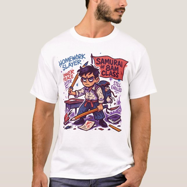 Samurai Student Back to school Shirt T (Framsida)
