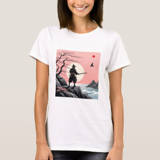 Samurai Sunset Design - Ukiyo-e Cherry Blossom Art T Shirt