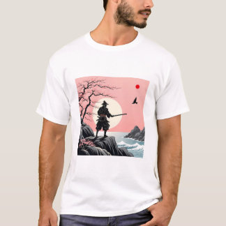 Samurai Sunset Design - Ukiyo-e Cherry Blossom Art T Shirt