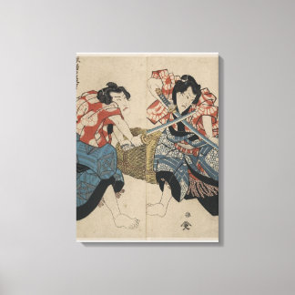Samurai Sword Fight circa 1825 Canvastryck