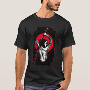 Samurai Sword Girl Distress Japanska Stil T Shirt