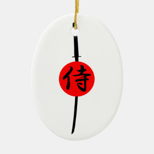 SAMURAI - Sword & Kanji Julgransprydnad Keramik