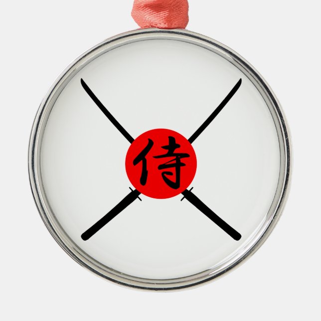 SAMURAI - Sword & Kanji Julgransprydnad Metall (Framsidan)