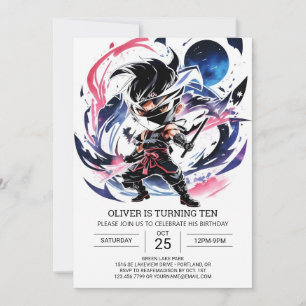 Samurai Sword Ninja Kids' födelsedag Inbjudningar