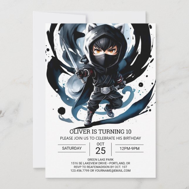 Samurai Sword Ninja Surprise Birthday Inbjudningar (Framsida)