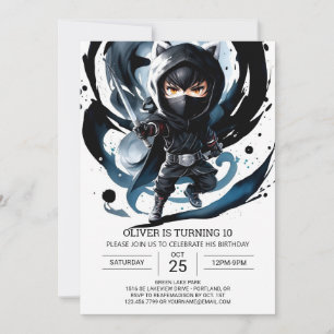 Samurai Sword Ninja Surprise Birthday Inbjudningar
