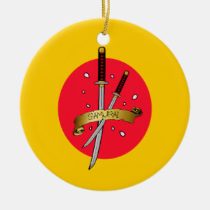 Samurai Sword Tattoo Julgransprydnad Keramik