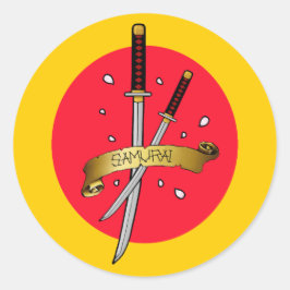 Samurai Sword Tattoo Runt Klistermärke