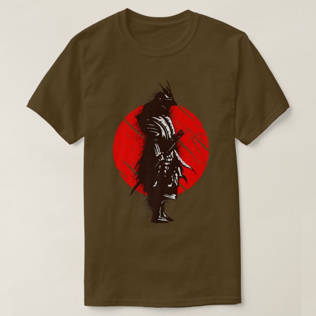 Samurai Teckning Stänk Design Asian Art T Shirt (Design framsida)