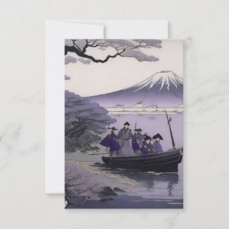 Samurai Thank You Card Mount Fuji Japanese Art Tack Kort