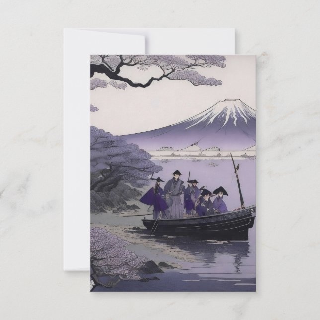 Samurai Thank You Card Mount Fuji Japanese Art Tack Kort (Framsida)