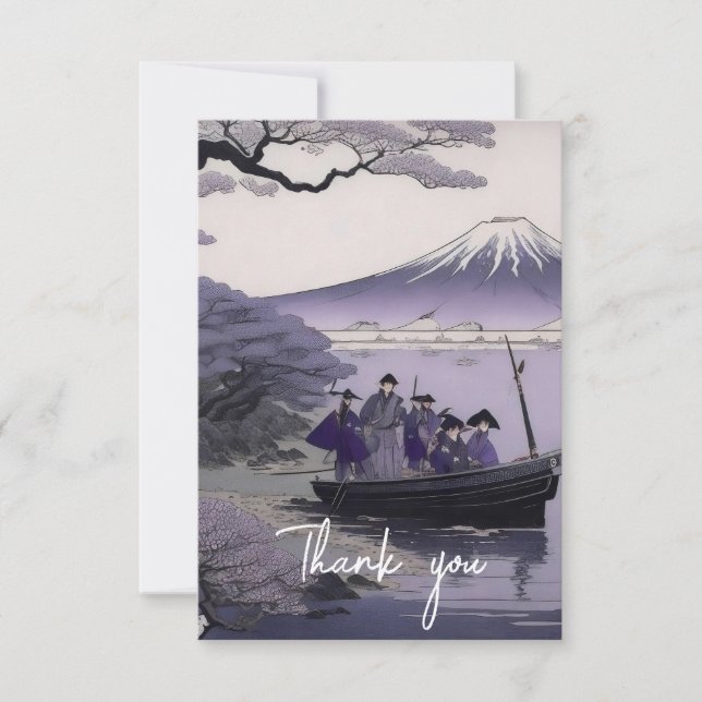 Samurai Thank You Card Mount Fuji Japanese Art Tack Kort (Framsida)