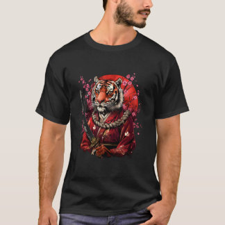Samurai Tiger Anime Artwork Sakura Tree Japanese N T Shirt