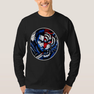 Samurai Tiger Showdown Anime Style Samurai Japanes T Shirt