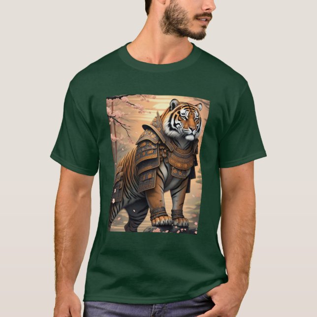 Samurai Tiger 🐯 ⚔️ | Warrior Jungle Vibe T Shirt (Framsida)